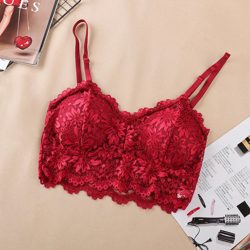 Lace Sexy Lingerie Wireless Bra For Women Padded Push Up