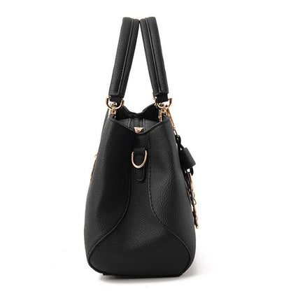 Elegant Women Messenger Bags with flower pendant Office Ladies Totes Pure Handbag for female Crossbody Shoulder Bags