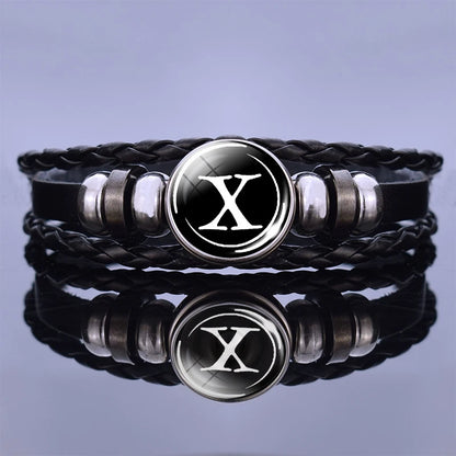 Luminous Bracelet 26 Letters Bracelet Name Rope Bracelet Black Leather Bracelet Men Women Birthday Gifts