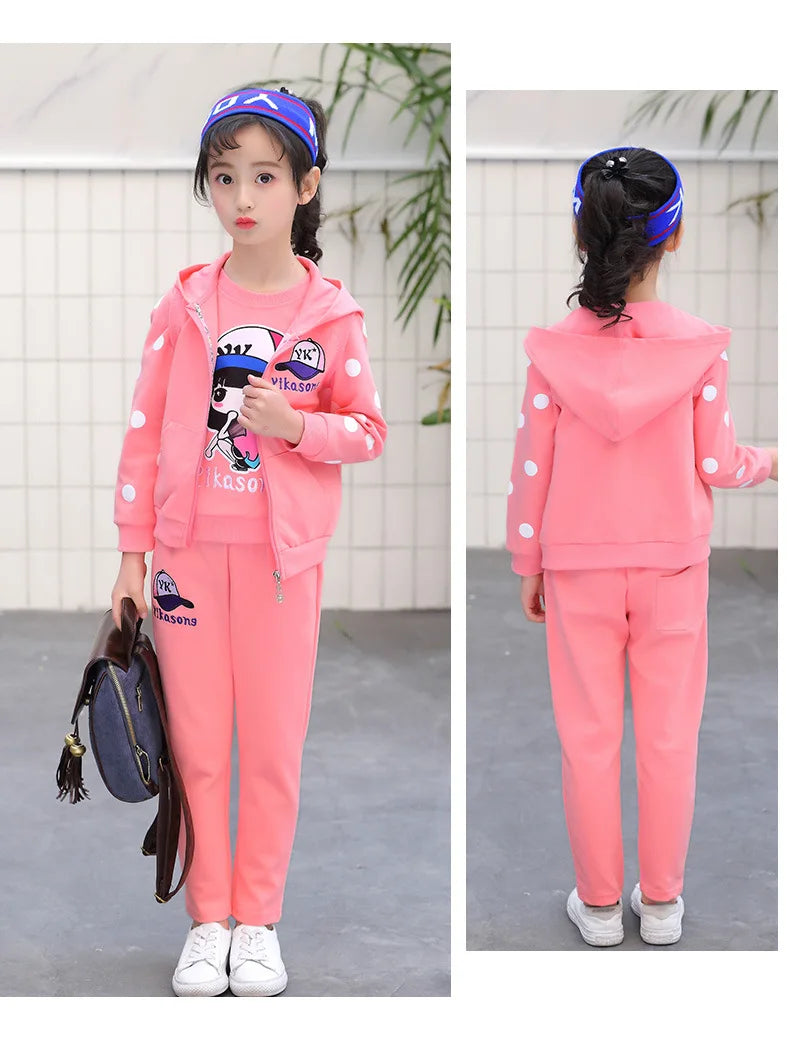 Fashion Girls Clothes Sets Autumn Winter Vest + Coat + Pants 3PCS Baby Kids Tracksuit Children’s Clothing Teen 5 6 8 10 12 years