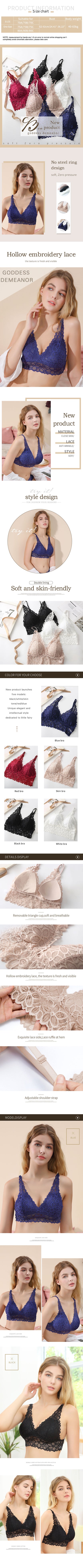 Lace Sexy Lingerie Wireless Bra For Women Padded Push Up