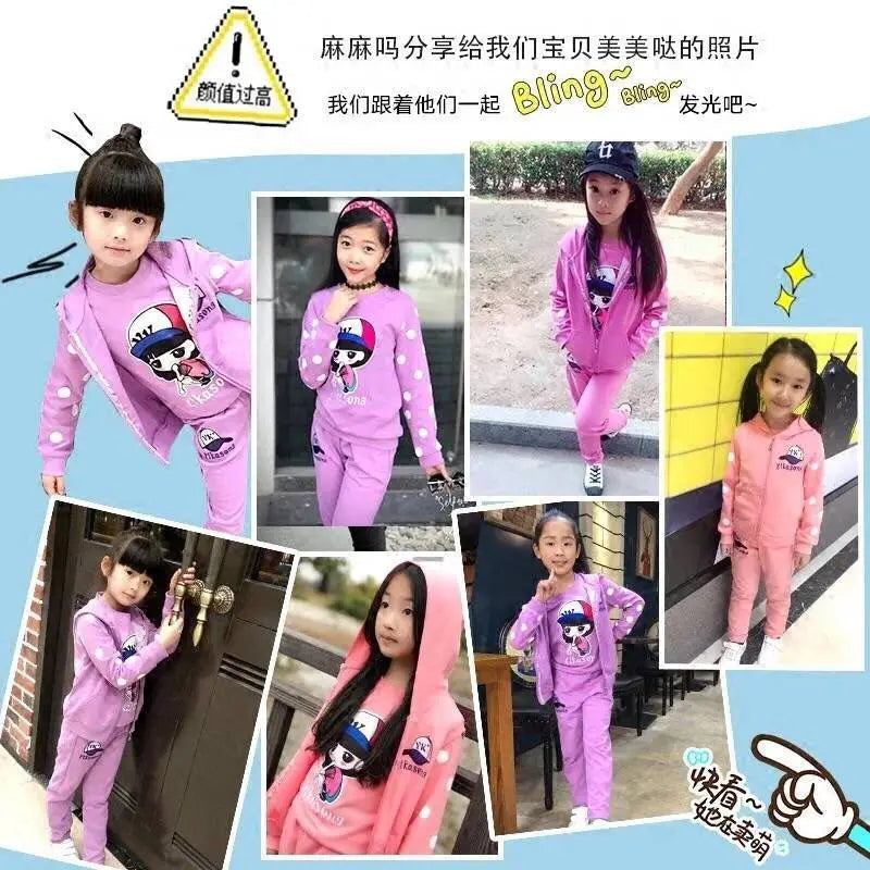 Fashion Girls Clothes Sets Autumn Winter Vest + Coat + Pants 3PCS Baby Kids Tracksuit Children’s Clothing Teen 5 6 8 10 12 years