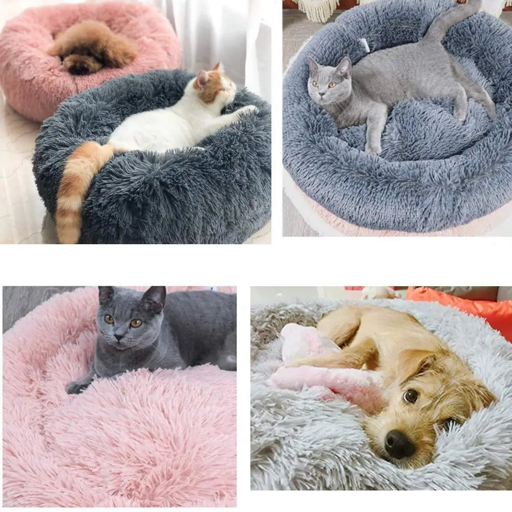 40-110cm Round Pet Bed for Large Dog Bed Super Soft Cat Bed Long Plush