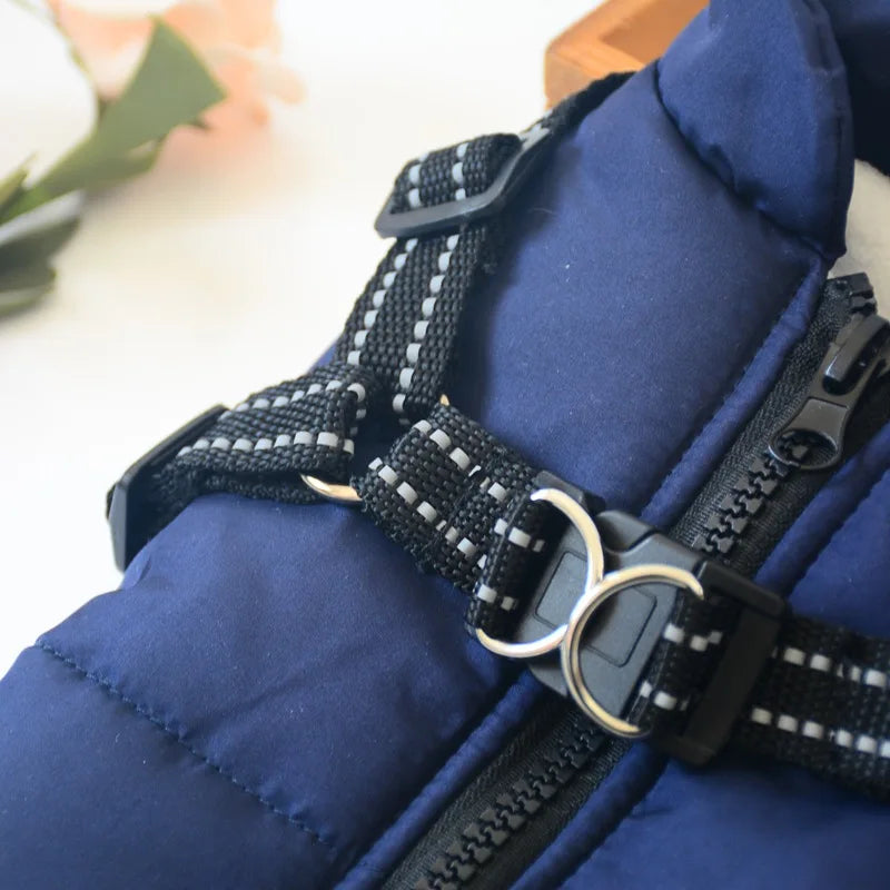 Pet Dog Jacket With Harness Winter Warm Dog Clothes For Labrador Waterproof Small Dog.