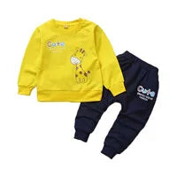 2025 Boys Padded Warm Set Children's Hooded Cartoon Solid Colour 3 Pcs Autumn Winter New Girls Sweatshirt Cute Casual Suit 4-12Y