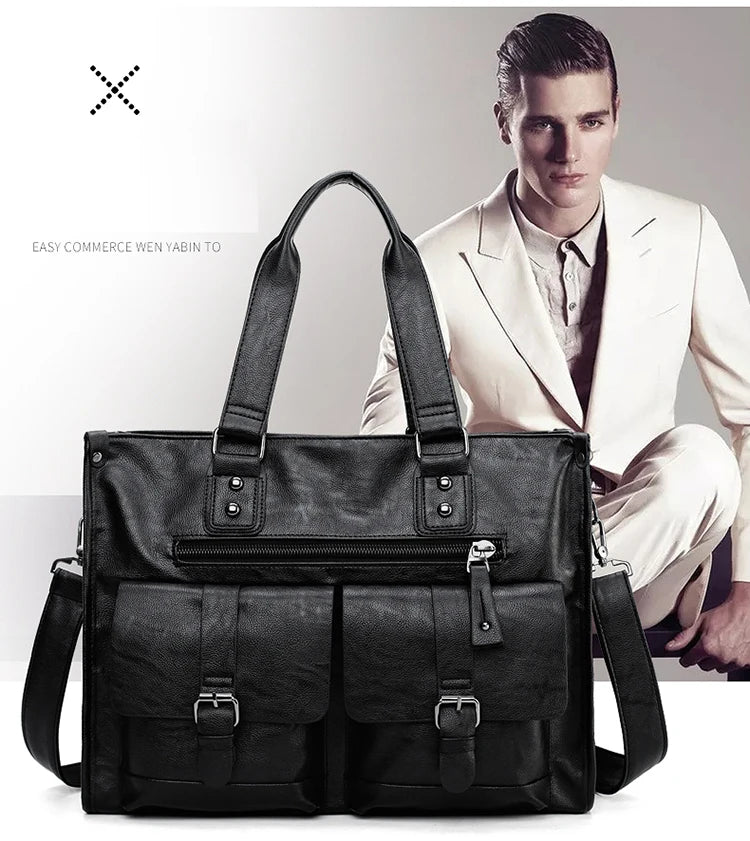 New Waterproof Men's Handbag British Fashion Style High-quality Large-capacity Multi-functional Business Computer Student Bag