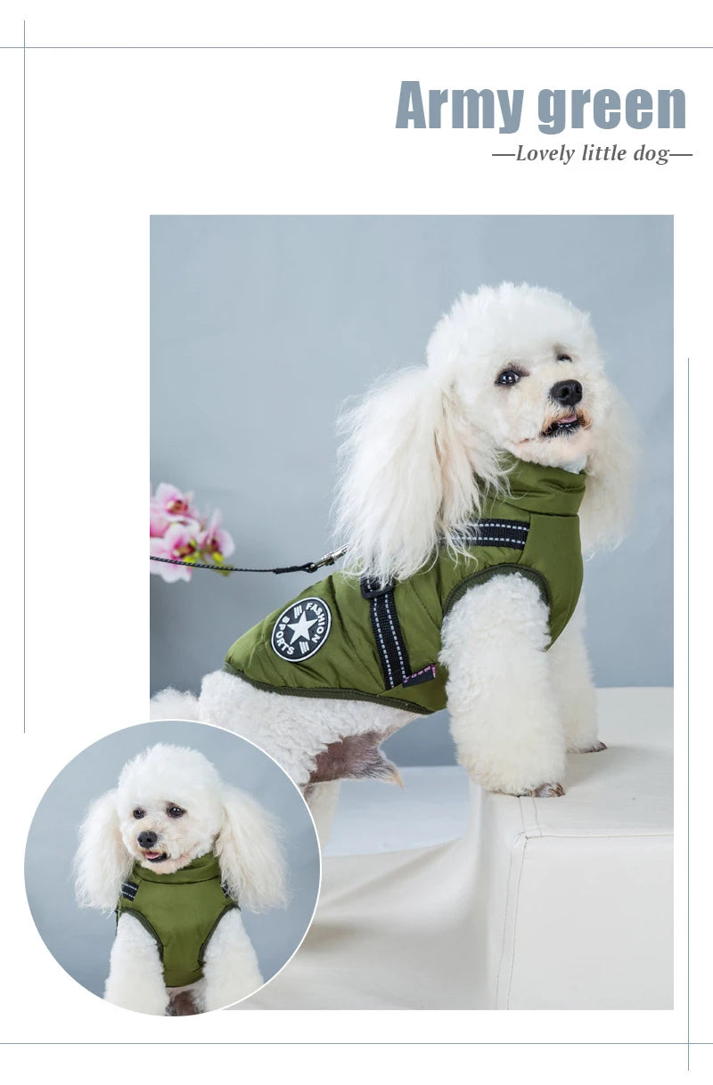 Pet Dog Jacket With Harness Winter Warm Dog Clothes For Labrador Waterproof Small Dog.