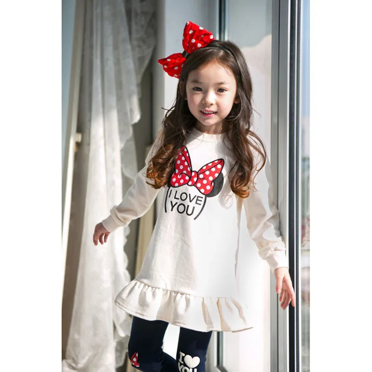 Retail and wholesle 2025 spring and autumn toddler girl clothing sets children clothes kids top with bow+striped leggings 2pcs