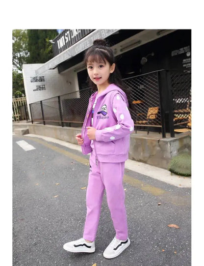 Fashion Girls Clothes Sets Autumn Winter Vest + Coat + Pants 3PCS Baby Kids Tracksuit Children’s Clothing Teen 5 6 8 10 12 years