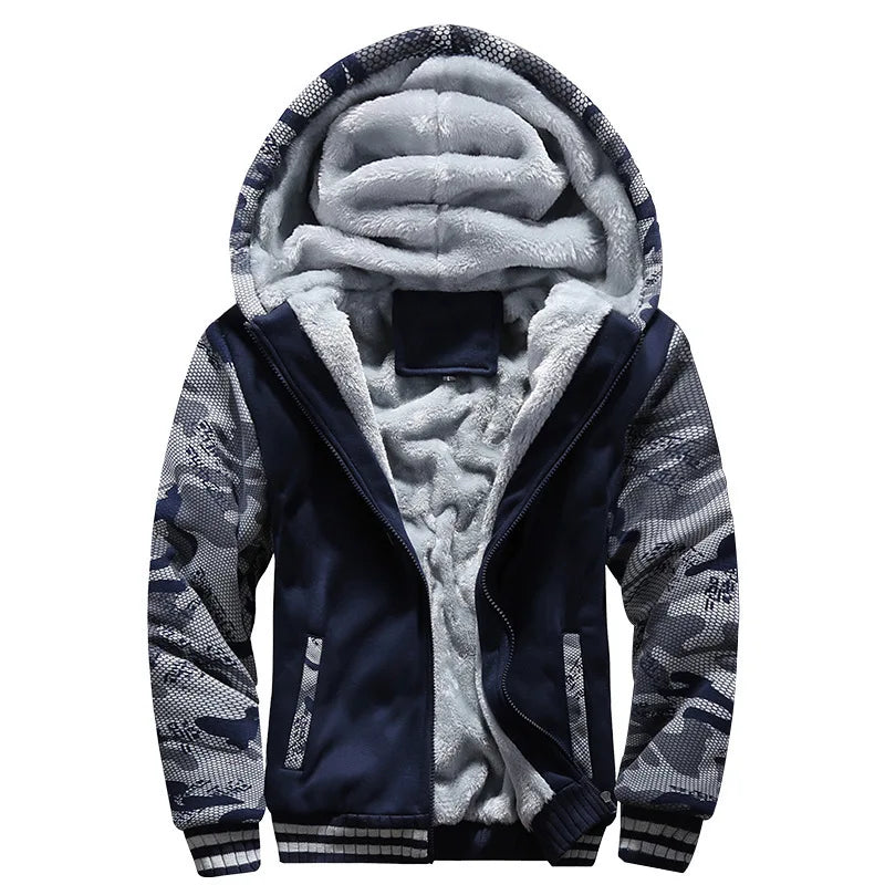 Men's Winter Jacket Camouflage Thicken Jackets Hooded Fleece Long Sleeve Down Jacket Man Casual Streetwear Men's Clothing