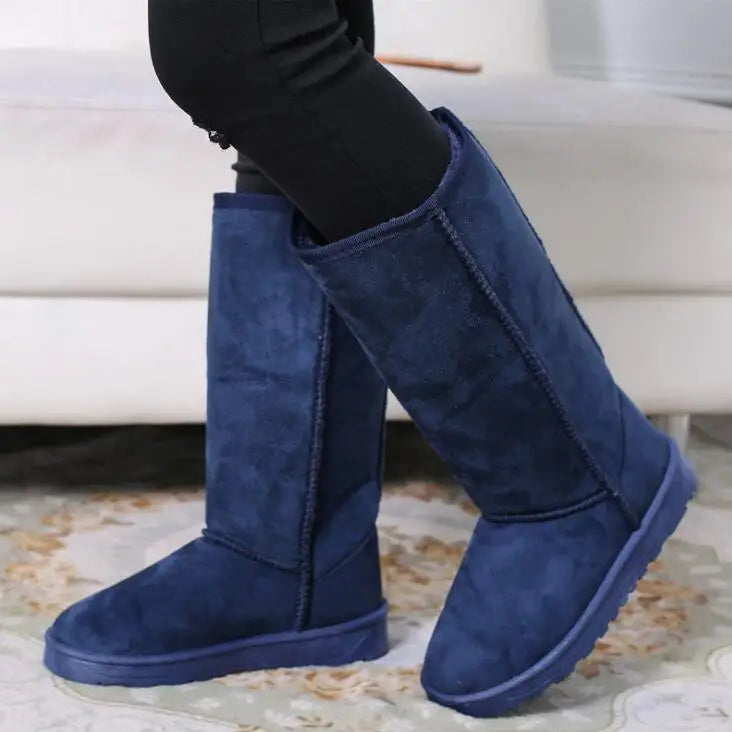 HOT 2025 winter new high-tube fashion all-match warm thick snow boots with bow knot snow boots women flat-heel snow boots