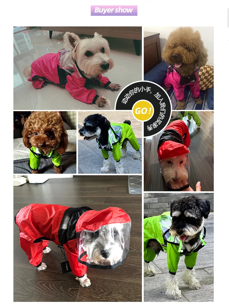 Pet Dog Raincoat The Dog Face Pet Clothes Jumpsuit Waterproof Dog.