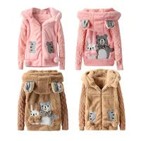 2025 Boys Padded Warm Set Children's Hooded Cartoon Solid Colour 3 Pcs Autumn Winter New Girls Sweatshirt Cute Casual Suit 4-12Y