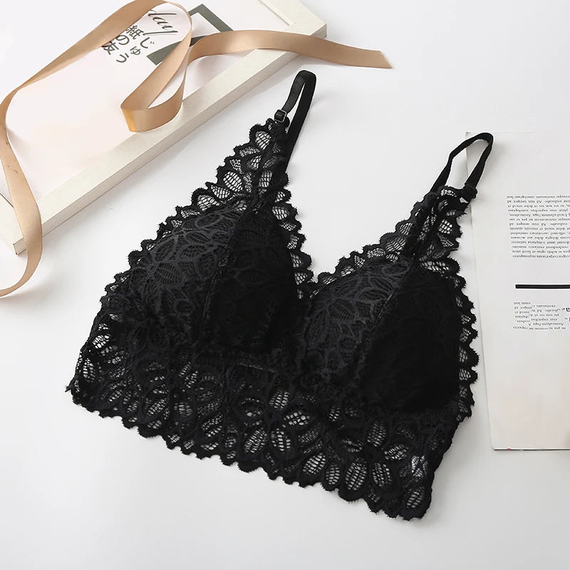 Lace Sexy Lingerie Wireless Bra For Women Padded Push Up