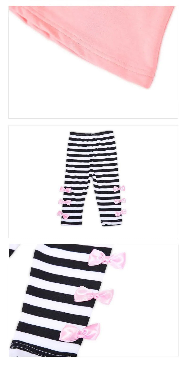 Retail and wholesle 2025 spring and autumn toddler girl clothing sets children clothes kids top with bow+striped leggings 2pcs