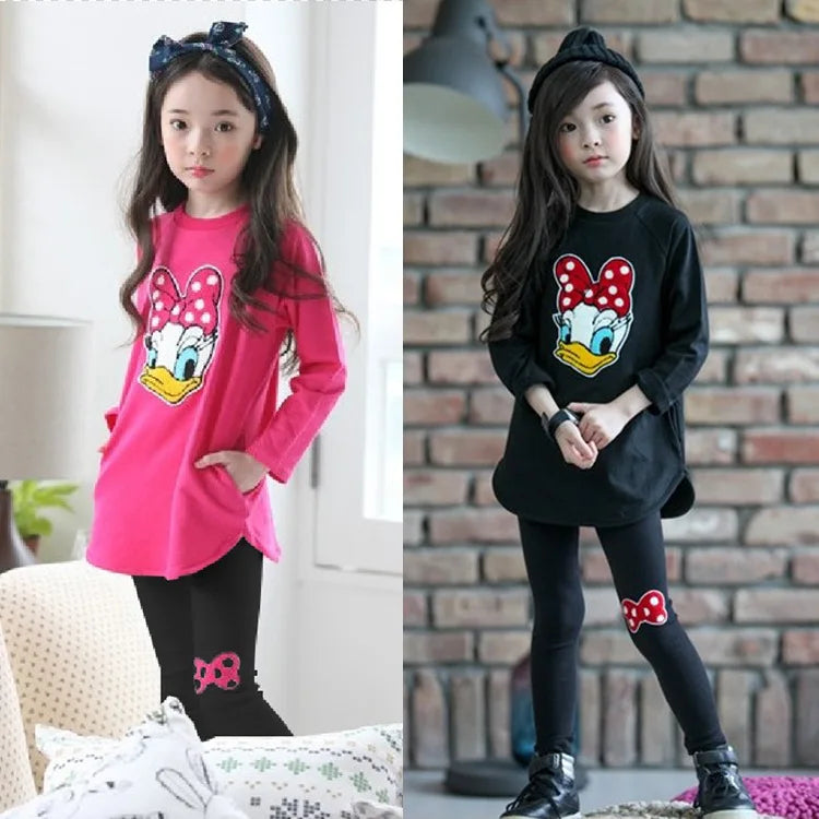 Retail and wholesle 2025 spring and autumn toddler girl clothing sets children clothes kids top with bow+striped leggings 2pcs