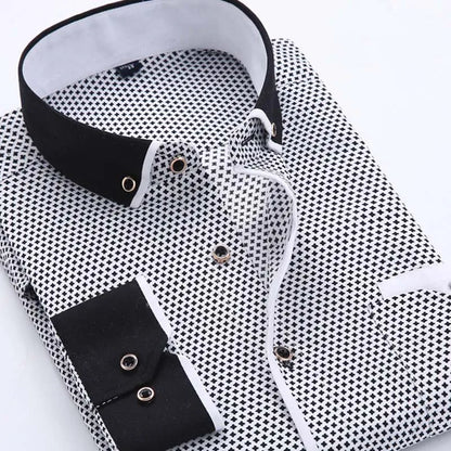 Floral Button Down Men Shirt Brand 2024 Male High Quality Long Sleeve Shirts Casual Slim Fit Black Man Clothes Dress Shirts