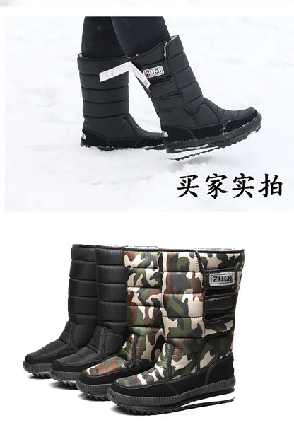 Men Snow Boots Platform Snow Boots For Men Thick Plush Waterproof Slip Resistant Winter Mens Shoes