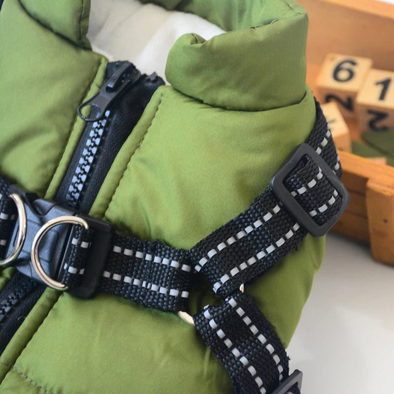 Pet Dog Jacket With Harness Winter Warm Dog Clothes For Labrador Waterproof Small Dog.