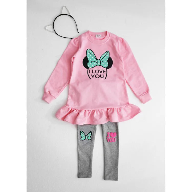 Retail and wholesle 2025 spring and autumn toddler girl clothing sets children clothes kids top with bow+striped leggings 2pcs