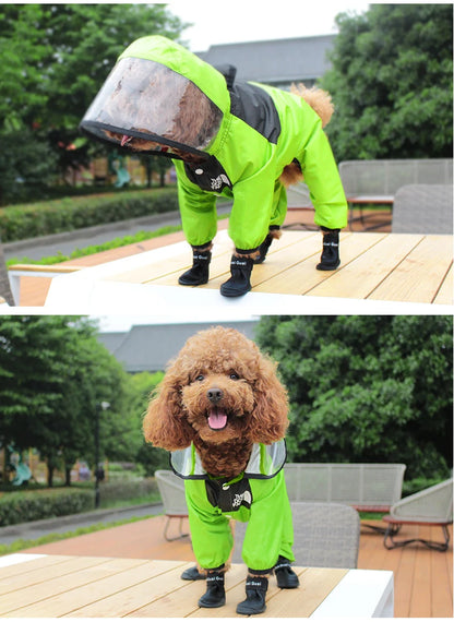 Pet Dog Raincoat The Dog Face Pet Clothes Jumpsuit Waterproof Dog.