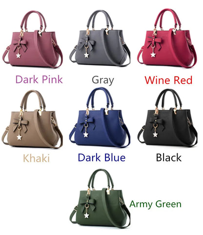 Elegant Women Messenger Bags with flower pendant Office Ladies Totes Pure Handbag for female Crossbody Shoulder Bags