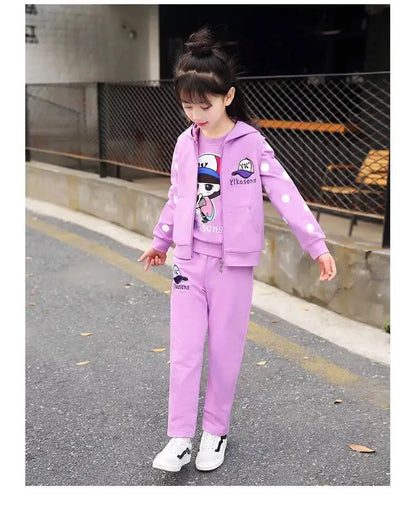 Fashion Girls Clothes Sets Autumn Winter Vest + Coat + Pants 3PCS Baby Kids Tracksuit Children’s Clothing Teen 5 6 8 10 12 years