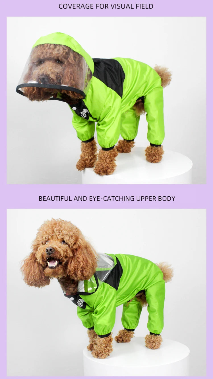 Pet Dog Raincoat The Dog Face Pet Clothes Jumpsuit Waterproof Dog.