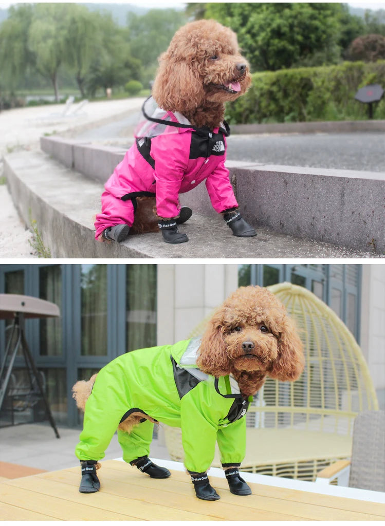 Pet Dog Raincoat The Dog Face Pet Clothes Jumpsuit Waterproof Dog.