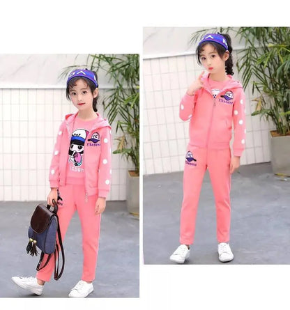 Fashion Girls Clothes Sets Autumn Winter Vest + Coat + Pants 3PCS Baby Kids Tracksuit Children’s Clothing Teen 5 6 8 10 12 years