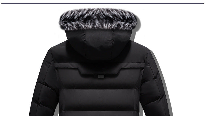 Male Solid Cotton Outwear Coats Men's Thick Fleece Winter Jacket Fashion Fur Hooded Warm Cooton Parka Windbreaker Plus Size 6XL