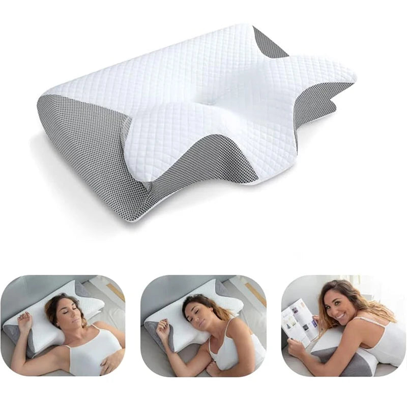 1pc Memory Foam Cervical Pillow, 2 in 1 Ergonomic Contour Orthopedic Pillow for Neck Pain,