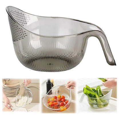 Kitchen Multi-Function Rice Washing Spoon Plastic Vegetable Basin Fruit Sieve Washing Basin Drain Basket Home Acceesories Tools