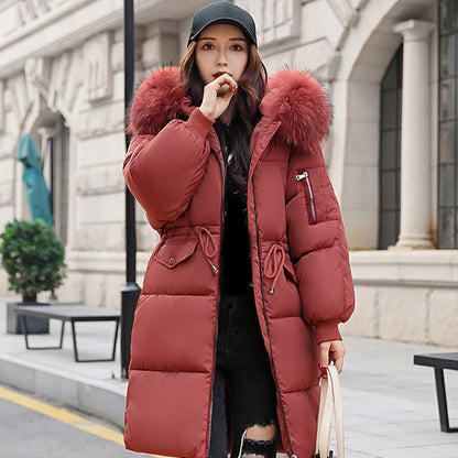 Women Coat Solid Color Thickened Padded Stuffed Hooded