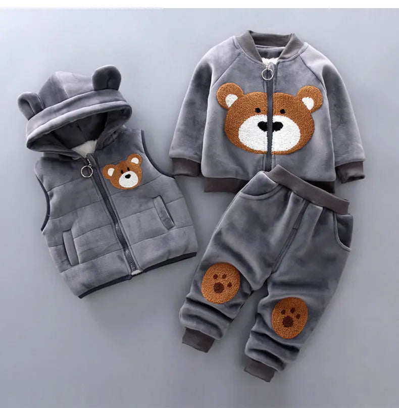 Vest+Coat+Pants 3PCS Tracksuits 1 to 4 Yrs Baby Kids Clothes Autumn Winter Toddler Boys Clothing Sets Kids Casual Girls Outfit