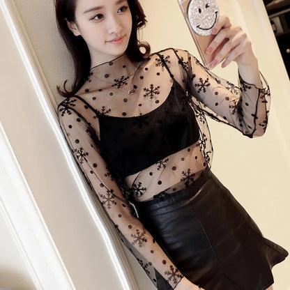 Black Mesh See Through Top For Women Sexy Transparent Top Summer Sun-proof