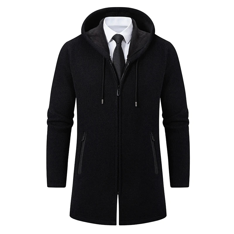 Mens Long Cardigan Full Zip Trench Coat.