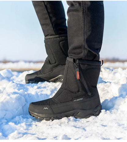 Large Size Winter Men's Boots Warm Plush Ankle Boots Sweat Wicking High-Top Warm Snow.