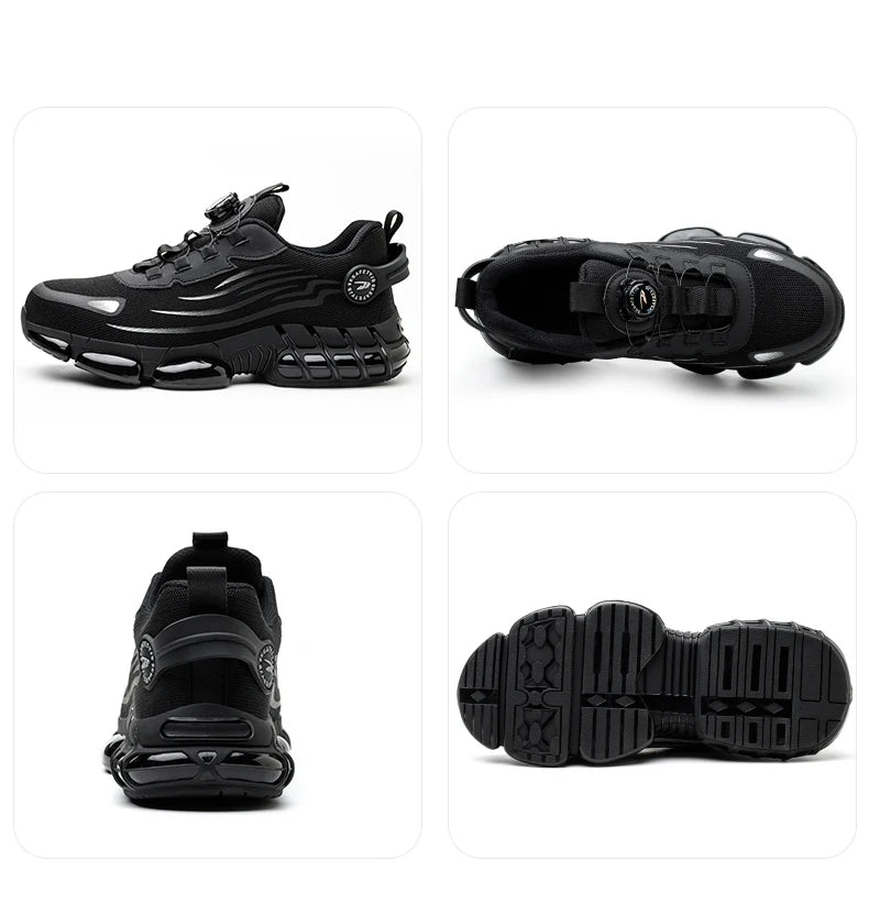 Rotating Button New Safety Shoes Men Anti-smash Anti-puncture Work Shoes Fashion Men Sport Shoes Security Protective Boots Men