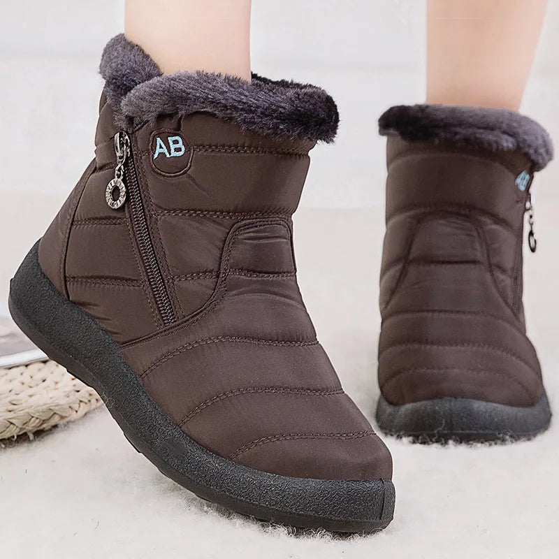 Women's Boots Women's Ankle Boots With Fur Winter Shoes Women Low Heels Winter Boots Snow Waterproof Botas Mujer Winter Footwear