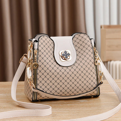 New Women Handbag Bag Luxury Design Bucket Shoulder Crossbody Bag Flip Check Print Large Capacity Single Shoulder Straddle Bag