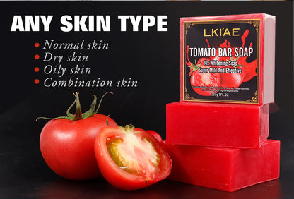 AILKE Organic Tomato Soap Bar, Lightening Skin, Deeply Clean, Exfoliate, Remove Dark Spots, Moisturizing, For Face and Body