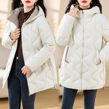 New Winter Jacket Parkas Women Coat Fur Collar Hooded Overcoat Female Jacket.