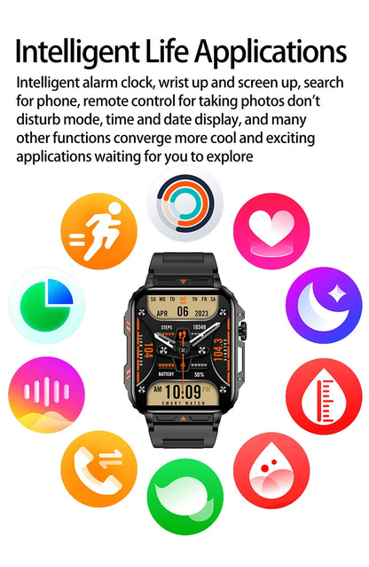 LIGE Smartwatch 1.95 Inch Screen Health Monitoring Watches IP68 Waterproof Sport Fitness Smart Watch For Men Women Reloj Hombre