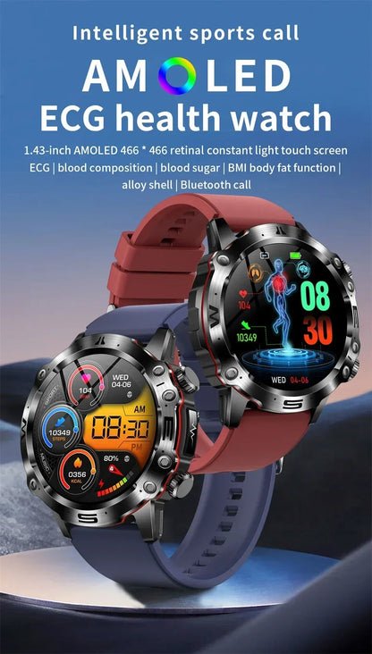 2024 New Smart Watch Men Blood Lipids Uric Acid Health ECG+PPG Fitness Tracker Clock HD Bluetooth Call Sport Altitude Smartwatch