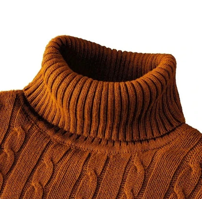 New Men's High Neck Sweater Solid Color Pullover Knitted Warm Casual