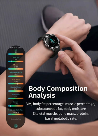 2024 New Smart Watch Men Blood Lipids Uric Acid Health ECG+PPG Fitness Tracker Clock HD Bluetooth Call Sport Altitude Smartwatch