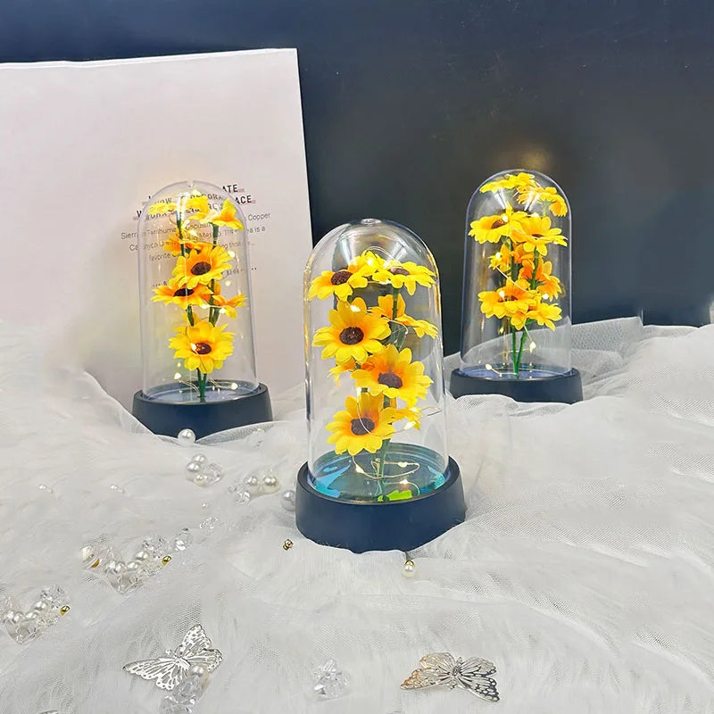 Graduation season gift small sunflower plastic set Mother's Day send wife send mother Valentine's Day eternal flower gift Birthd