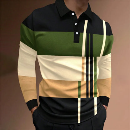 2025 Spring Mens Polo Shirt Long Sleeve Stand Basic Blouse Tee Shirt Top Casual T-shirt Men Shirt