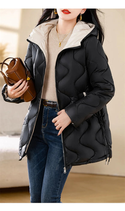 New Winter Jacket Parkas Women Coat Fur Collar Hooded Overcoat Female Jacket.